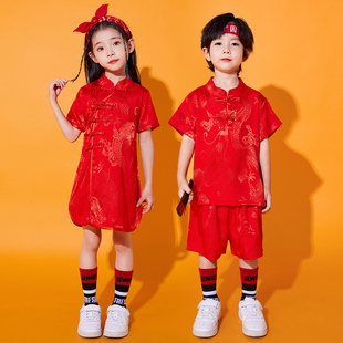 儿童汉服男童唐装幼儿园中国风女童小学生国学服装演出服夏季短袖