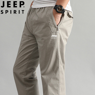 jeep男裤春秋款休闲裤，男士宽松直筒大码长裤工装夏季薄款裤子