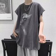 胖子大码无袖t恤夏季薄款潮牌宽松坎肩男装运动健身砍袖300斤背心