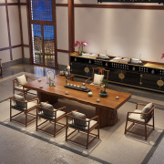 新中式禅意大板茶台茶几实木功夫茶桌椅组合办公室客厅原木泡茶桌