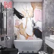 现代轻奢个性浴室卫生间瓷砖背景墙砖水彩抽象艺术岩板微水泥定制