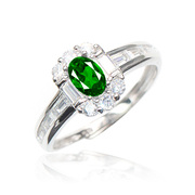 祖母绿开口戒指时尚个性指环女食指钻戒妈妈礼物绿色宝石925纯银