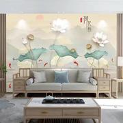 中式素雅荷花禅意墙纸客厅沙发电视背景墙布餐厅卧室床头壁纸壁画