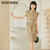 Vero Moda2023春夏通勤风工装感翻领无袖纯色连衣裙