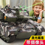 高端合金遥控坦克模型，履带式可开炮发水弹黑科技汽车男孩儿童玩具