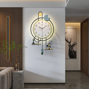 钟表挂钟客厅2023创意大气家用墙上时钟网红现代简约石英钟灯