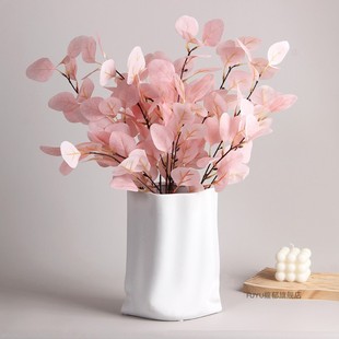 北欧仿真尤加利，叶假花桉树叶粉色绿色植物客厅，餐桌装饰品室内摆件