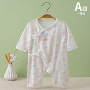 婴儿新生衣服薄款连体衣夏季纯棉哈衣女(哈衣女，)宝宝0-3-6个月长袖空调服