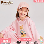 PawinPaw卡通小熊童装24年春季男女童运动风印花圆领长袖卫衣