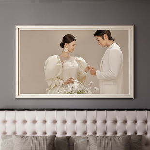 定制婚纱照相框挂墙卧室床头，高级感结婚照，放大制作打印加水晶照片