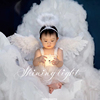周岁儿童摄影天使翅膀，写真拍照服装道具白色纱裙，仿真棉花造型背景