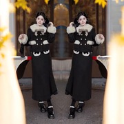 秋冬韩剧穿搭千金高级感法式小香风，毛毛领(毛，毛领)短外套半身裙两件套装女
