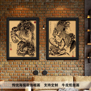 日式装饰画复古海报框画浮世绘人物装饰画纹身店壁画挂画