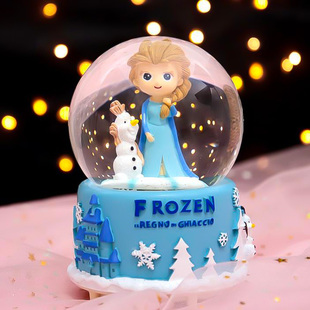 爱莎艾莎公主冰雪，奇缘梦幻儿童水晶球，音乐八音盒女孩飘雪生日礼物