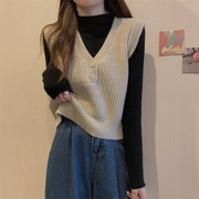 韩国针织马甲背心上衣女2023年秋冬内搭显瘦小众气质毛衣