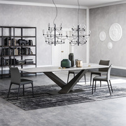 北欧大理石餐桌简约现代小户型家用长方形，饭桌轻奢创意餐桌椅组合