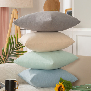 抱枕可拆洗亚麻办公室沙发靠垫，正方形靠枕客厅，纯色抱枕套不含芯
