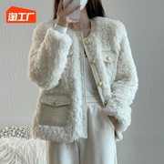 小香风高级感羊羔毛绒外套，女秋冬季皮草，时尚棉衣棉服2023年