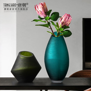 美式玻璃花瓶摆件现代简约时尚，客厅插花花器，样板间家居软装饰品