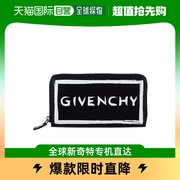 香港直发givenchy女士黑色牛皮，字母logo印花拉链，长钱包bb600jb0