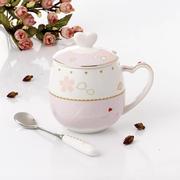 创意马克杯带盖勺陶瓷杯子骨瓷咖啡杯，办公室水杯牛奶杯个性女茶杯