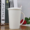 创意骨瓷杯子马克杯陶瓷水杯，带盖勺咖啡杯牛奶杯，情侣杯杯子陶瓷