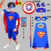 超人衣服男童套装夏季演出服，六一儿童迪士尼cos角色，扮演表演服棉