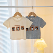 米奇儿童t恤夏季韩版男女童米老鼠印花薄款短袖宝宝圆领纯棉上衣