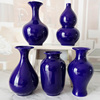景德镇陶瓷蓝色花瓶摆件，小号台面纯色赏瓶葫芦鱼尾，冬瓜家居现代款