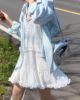 韩国法式少女森系淑女，木耳边提花棉质，吊带短裙式上衣