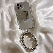 高级镜面支架适用于苹果se2手机壳iPhone7电镀纯色硅胶8plus6splus创意链条腕带i5s小众奢华4代p潮牌外壳