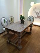 美式实木餐桌北欧办公工业工作台，欧式复古书桌做旧长桌会议圆方桌