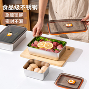 不锈钢保鲜盒食品级饭盒冷冻盒方盒盘密封小铁盒长方形带盖盒子