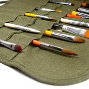 帆布绘画毛笔帘水粉笔袋毛笔专用插笔袋 收纳袋 画笔整理笔卷