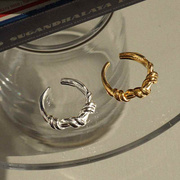 韩版ins风小众设计风，双层缠绕戒指女欧美复古时尚气质开口调节指