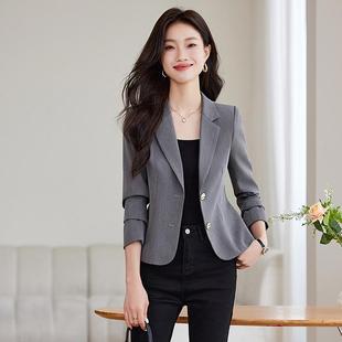 灰色西装女外套春秋新款时尚休闲短款小西服高级感小个子女士上衣
