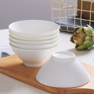 中式家用米饭碗吃饭碗景德镇骨瓷碗大号汤碗面碗陶瓷纯白餐碗日式