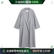 99新未使用香港直邮maxmara女士浅灰色羊绒无扣系带大衣10