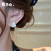 白色滴釉葫芦锆石耳钉水钻耳环2024年耳饰女士小众高级感