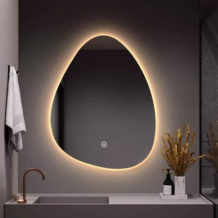 简约现代智能led发光浴室镜不规则异形水滴镜卫生间挂墙ins梳妆镜