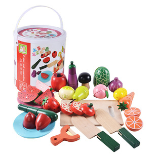 切水果玩具切切大号乐儿童，蔬菜宝宝果蔬，益智仿真木质磁铁配对切片
