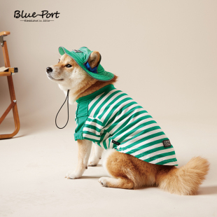 BluePort狗狗衣服春夏季时尚拼接条纹T恤宠物服装犬猫通用海魂衫