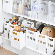 日本橱柜内置收纳筐厨房神器多功能置物架塑料碗碟杂物调料储物盒
