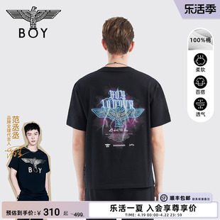 电闪星空 BOYLONDON潮牌T恤夏季老鹰印花时尚短袖N01906