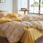 100%纯棉四件套全棉床单被套床上用品中式夏季4复古田园风提花