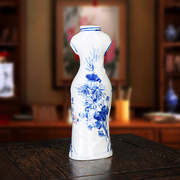 定制陶瓷花瓶工艺品摆件景德镇陶瓷，创意青花瓷人物花瓶民族风旗袍