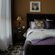米夫卧室定制软床经典深色黑紫简约法式轻奢高靠背(高靠背)布艺床家具