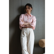 ChatonDesign粉色中长款衬衣 法式防晒长袖上衣韩版衬衫女春夏