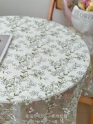 C1绿色立体白色花朵刺绣软网纱蕾丝面料布料清新花服装桌布窗纱