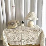 ins风少女心白色正方形蕾丝边法式复古桌布床头柜盖布茶几餐垫子